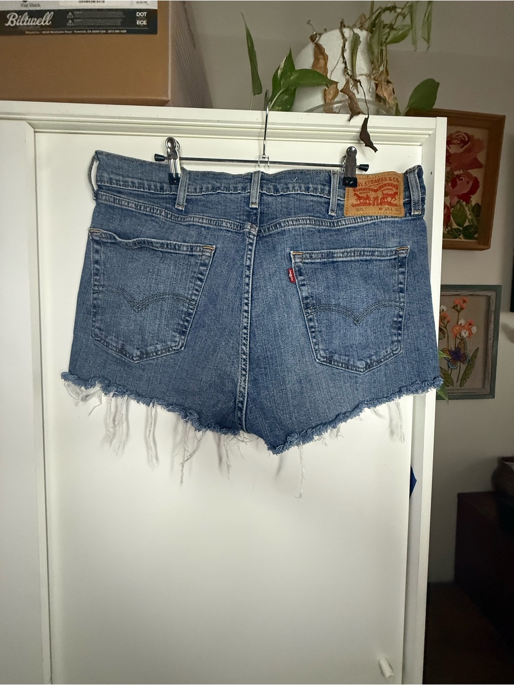 Levi's Blue Distressed High-Rise Cutoff Denim Shorts
